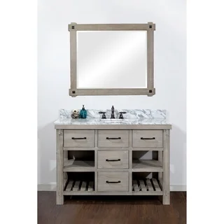 Rustic Style Carrara White Marble Top 48-inch Bathroom Vanity
