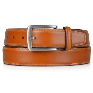 Vance Co. Men's Topstitched Genuine Leather Dress Belt