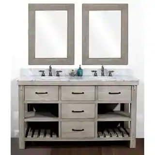 Rustic Style 60-inch Single Sink Bathroom Vanity and Matching Wall Mirrors