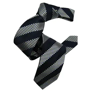 Dmitry Men's Navy Striped Italian Silk Tie