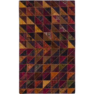 ecarpetgallery Andelz Brown/ Red Wool Rug (4'11 x 8'3)