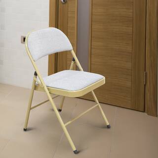 Adeco Tubular Steel Golden/ Grey Power Coated Folding Chairs (Set of 2)