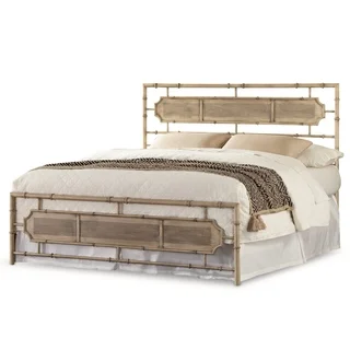 Fashion Bed Group B4153 Laughlin Snap Desert Sand Bed with Natural Wood Inspired Panels and Folding Metal Side Rails