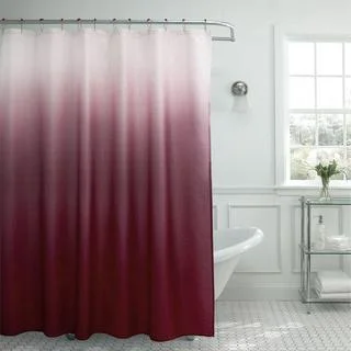 Modern Ombre Waffle Weave Shower Curtain with Matching Metal Roller Rings - 70"x72"