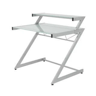 Z Deluxe Desk Small + Shelf - Aluminum/Frosted Glass