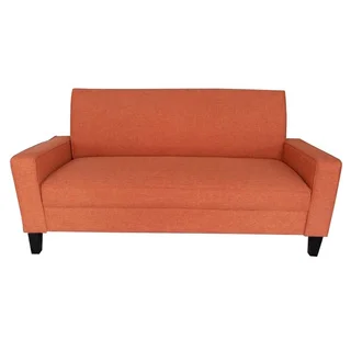 Adeco Orange Fabric Fiber Soft Cushion Sofa Lounge with Arms and Wood Legs