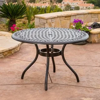 Outdoor Hallandale Round Cast Aluminum Bronze Dining Table (ONLY) by Christopher Knight Home