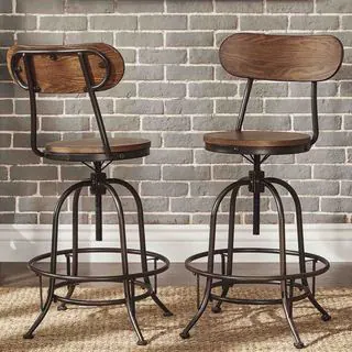 Berwick Iron Industrial Adjustable Counter Height High Back Stools by TRIBECCA HOME (Set of 2)