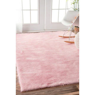 nuLOOM Cozy Soft and Plush Faux Sheepskin Shag Kids Nursery Pink Rug (7'6 x 9'6)