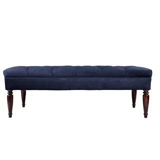 MJL Furniture Claudia Diamond Tuft Blue Obsession Upholstered Long Bench