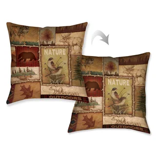 Laural Home Nature Lodge Collage II Decorative Throw Pillow 18x18