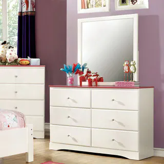 Furniture of America Piers Two-tone Pink/White 2-piece Dresser and Mirror Set