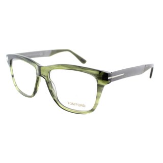 Tom Ford Unisex Striped Green and Gunmetal Plastic Rectangle Eyeglasses