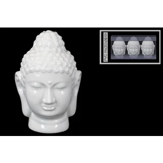 Urban Trends Buddha Head Gloss White Ceramic Figurine (Set of 3)