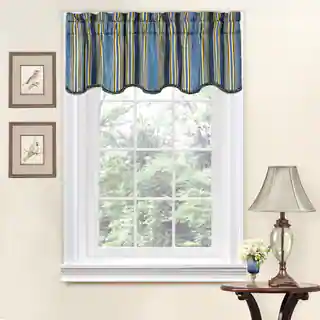 Traditions by Waverly Stripe Ensemble Scalloped Window Valance