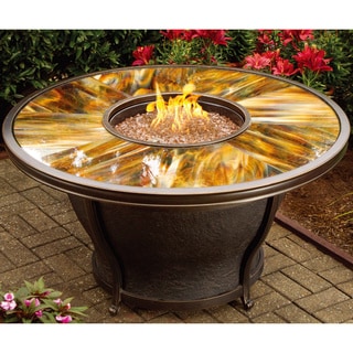 Premium Sunlight Fiberglass Round Gas Fire Pit Table with Cover