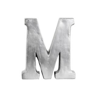 Silver Fiberstone Bead Blasted Alphabet 'M' Tabletop Decor Letter