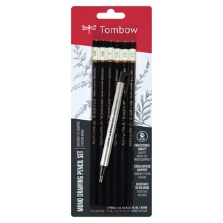 Tombow MONO Drawing Pencil Combo Pack with Zero Eraser Graphite (Pack of 6)