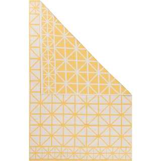 Petit Collage Flatweave Tribal Pattern Yellow/Ivory Cotton Area Rug (3x5)
