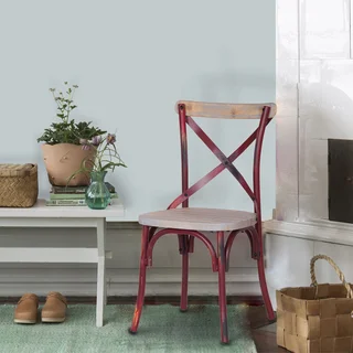 Adeco Metal Chair with Cross-style Back