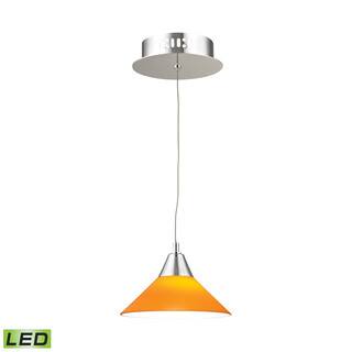 Alico Cono 1 Light LED Pendant In Chrome With Yellow Glass