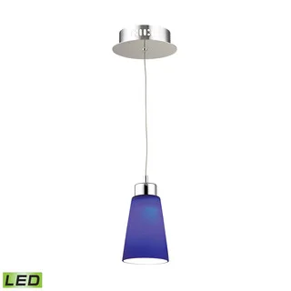 Alico Coppa 1 Light LED Pendant In Chrome With Blue Glass