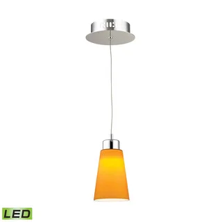 Alico Coppa 1 Light LED Pendant In Chrome With Yellow Glass