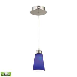 Alico Coppa 1 Light LED Pendant In Satin Nickel With Blue Glass