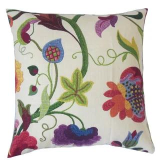 Hesperia Purple Floral Down and Feather Filled 18-inch Throw Pillow