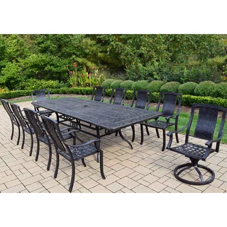 Ravenna 11-piece Dining Set, with Extendable Table, 2 Swivel Rockers, and 8 Stackable Chairs