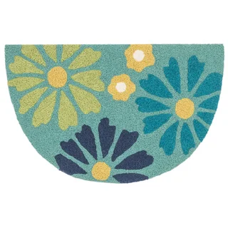 Hand-hooked Marcy Green/ Blue Floral Hearth Rug (1'9 x 2'9)