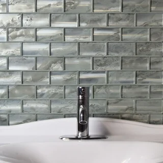SomerTile 11.75x12-inch Stunning Super Subway Silver Glass Mosaic Wall Tile (Case of 5)