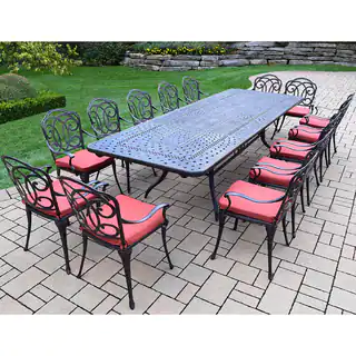 Verona Cushioned Cast Aluminum 15-piece Dining Set with Extendable Table