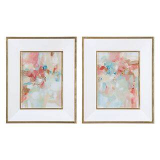 A Touch Of Blush And Rosewood Fences Art (Set of 2)