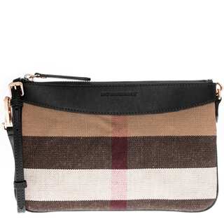 Burberry Black Canvas Check and Leather Clutch Bag