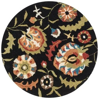 Hand-hooked Charlotte Black/ Multi Floral Rug (3' x 3')