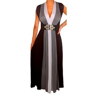 Women's Plus Size Grey/ Black Colorblock Long Maxi Dress