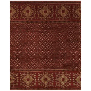 Grand Bazaar Hand-knotted Wool and Art Silk Russell Rug in Red (9'6 x 13'6)