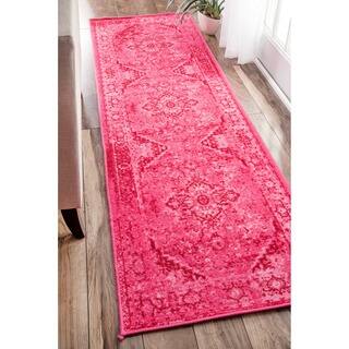 nuLOOM Traditional Vintage Inspired Overdyed Fancy Pink Runner Rug (2'6 x 8')