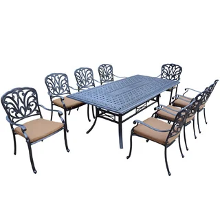 Buckingham Sunbrella Cast Aluminum 9-piece Dining Set with Stackable Chairs
