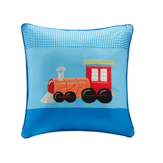 Now Mi Zone Kids Truck Zone Plush Train Applique and Printed Square Pillow