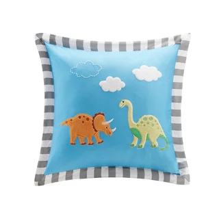 Mi Zone Kids Daring Dino Plush Dinosaur Applique Square Pillow