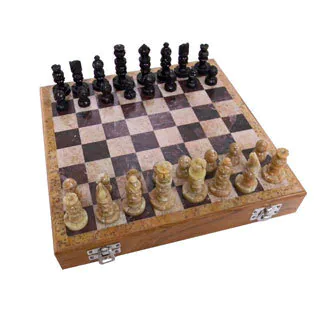 Handmade Carved Soapstone 10-inch Chess Set (India)