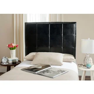 Safavieh Quincy Black Leather Box Quilted Upholstered Headboard (Twin)