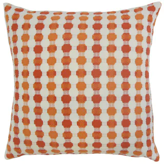Erela Orange Geometric Down and Feather Filled 18-inch Throw Pillow