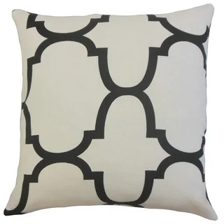 Cascade White/ Black Geometric Linen Down and Feather 18-inch Throw Pillow