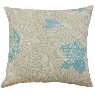 Ailies Blue Fish Down and Feather Filled 18-inch Throw Pillow