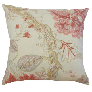 Kende Floral Linen Down and Feather 18-inch Throw Pillow
