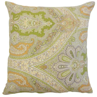 Kehinde Damask Linen Down and Feather 18-inch Throw Pillow