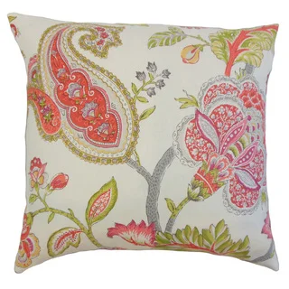 Janne Floral Linen Down and Feather 18-inch Throw Pillow